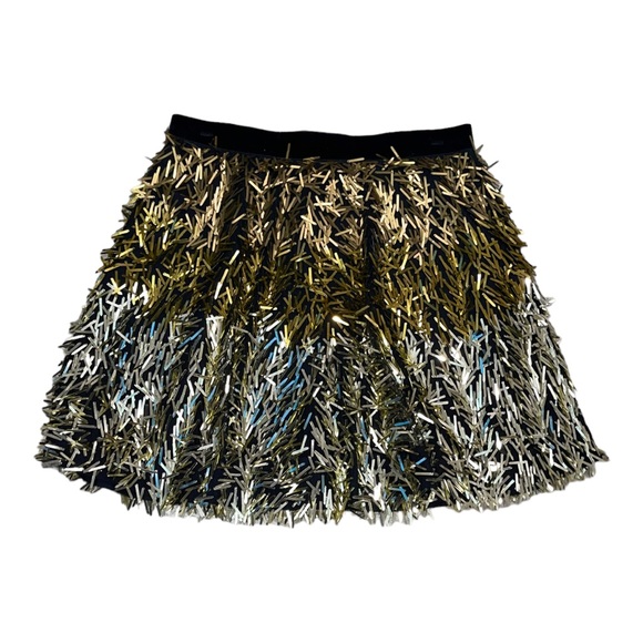 Alice + Olivia Cina Embellished Glitter Tassel Mini Skirt Size 6 - Picture 9 of 14